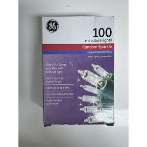 GE 100 Miniature Christmas Lights Random Sparkle Clear Green Wire NEW
